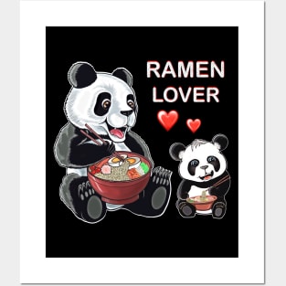 Panda,mommy panda and baby panda eats ramen, ramen lover Posters and Art